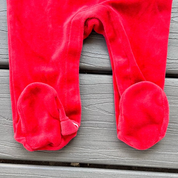 Janie & Jack Holiday First Christmas Red Velour Footed Romper - Picture 3 of 6